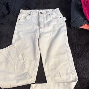 Reformation Cream Cowboy High Rise Straight Leg Women's Jeans Size 24